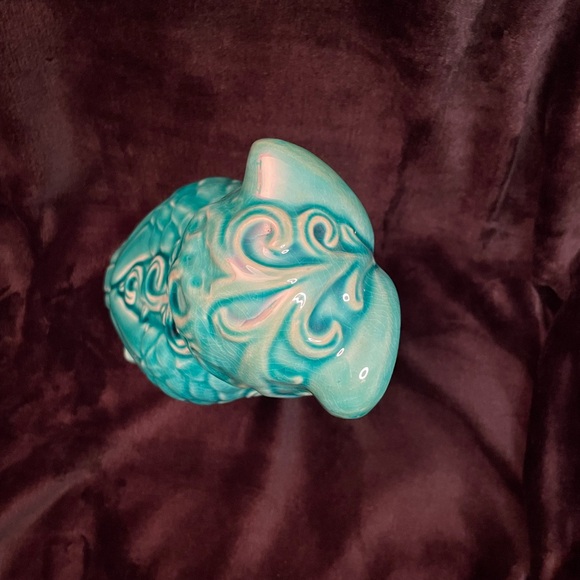 Rare Vintage 1980’s MCM Ceramic Teal Blue Owl Statue - Picture 5 of 9